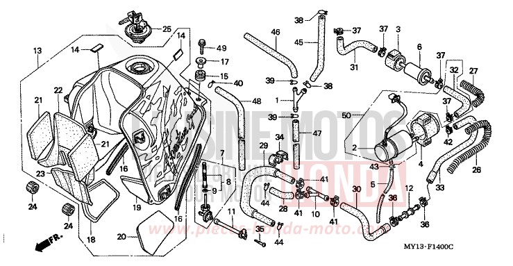 FUEL TANK/FUEL PUMP for Africa Twin 750 NOIR (NH1) from 1998